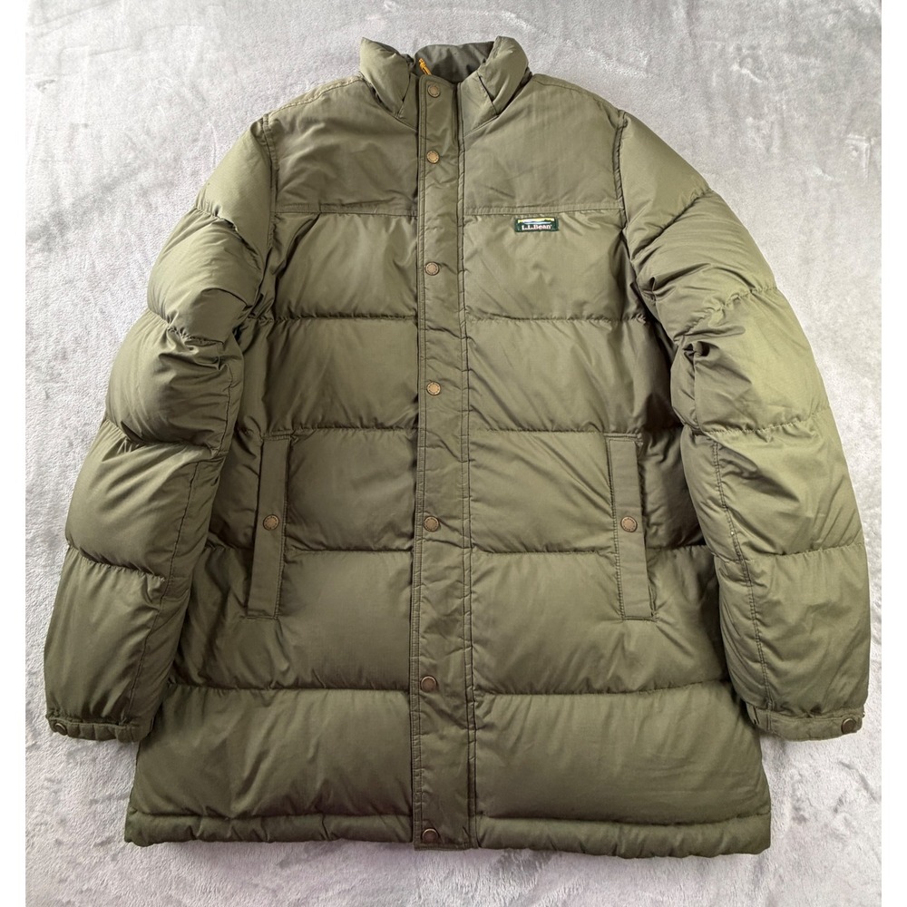 L.L. Bean Down Jacket Men Large Regular Olive Green Pertex DownTek 505276